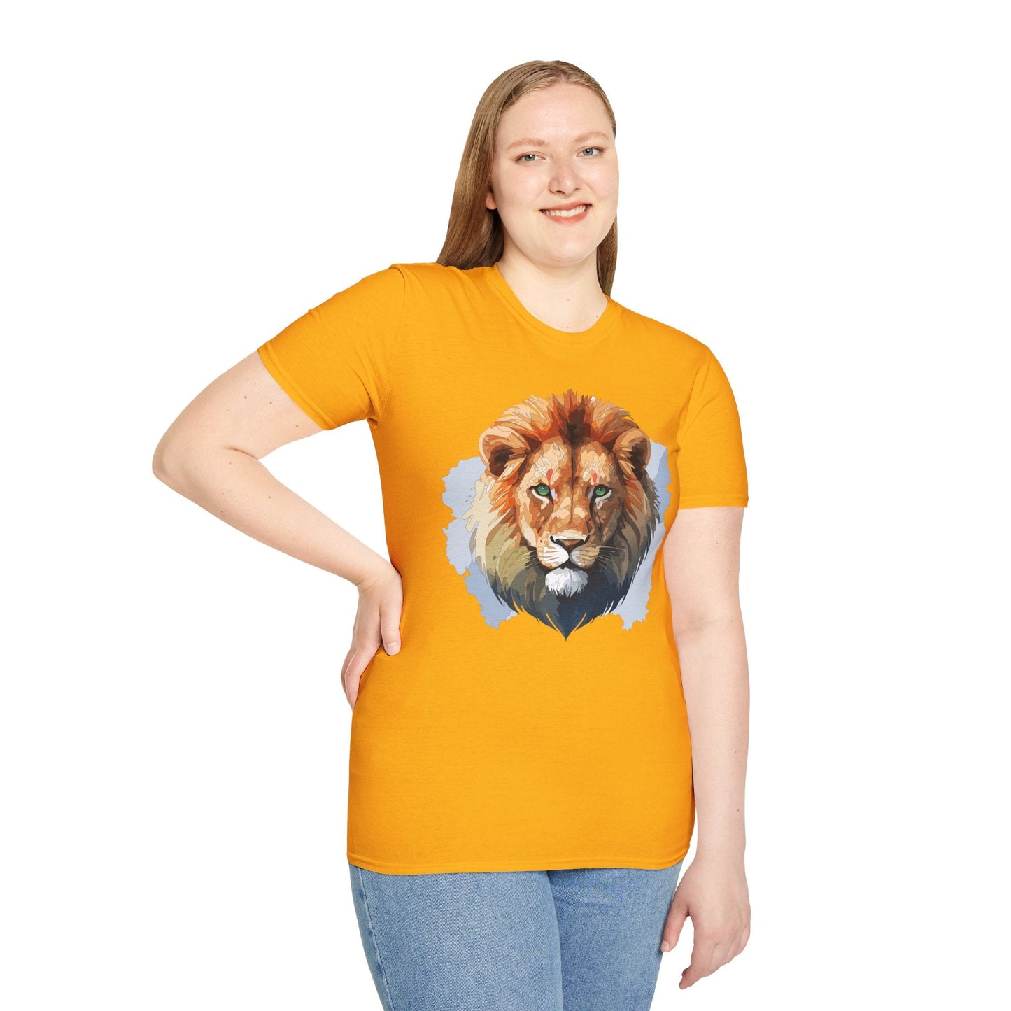 Lion Shirt Unisex Animal Tee Softstyle Gildan 64000 100 Percent Ring Spun Cotton