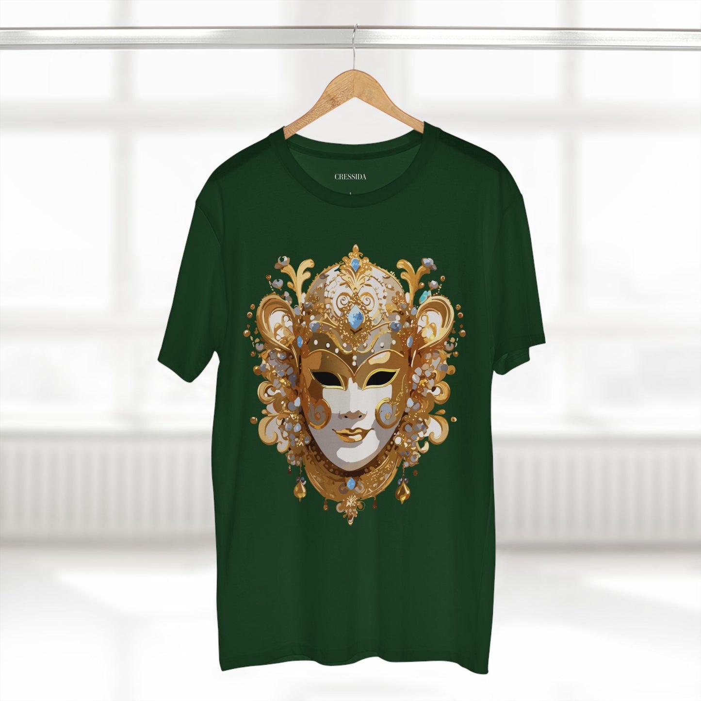 Carnival Mask Graphic T-Shirt Unisex 100 Cotton With Antique Gold Art Design Tee 25