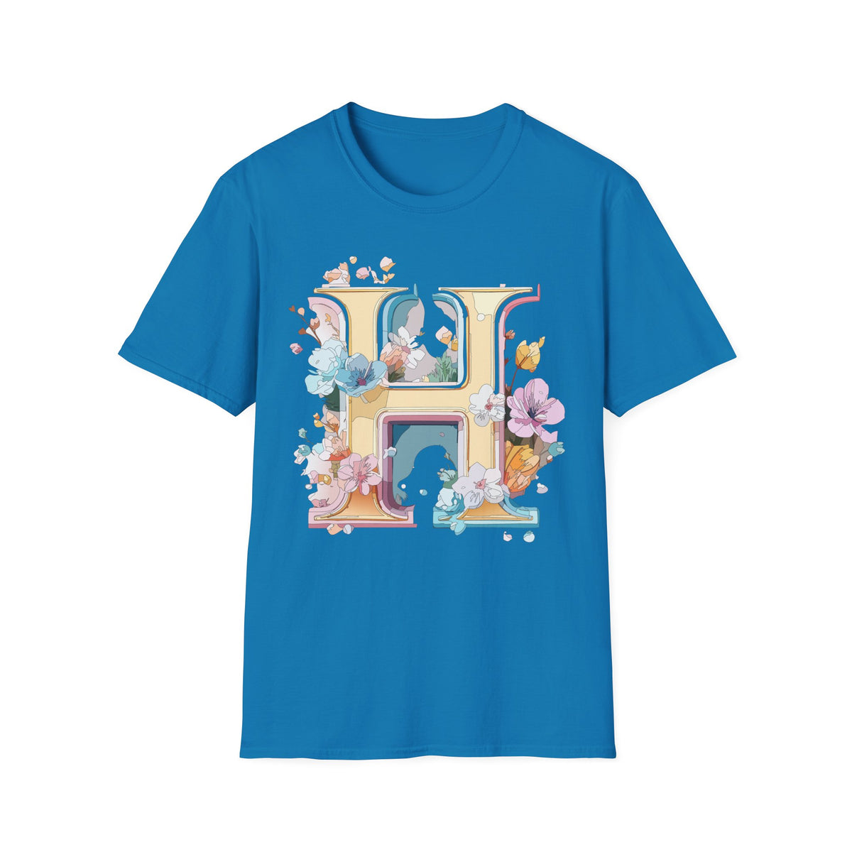Floral Letter H Shirt | Monogram Initial H Tee