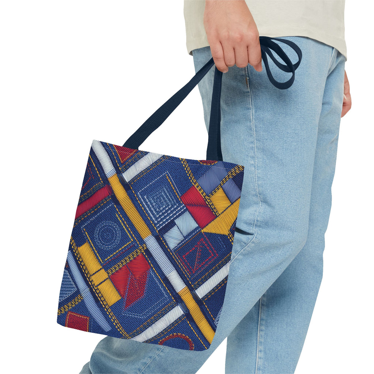 Denim Fabric Imitation Print Unisex Canvas Bag Poly Spun 3 Sizes Tote Bag 189-5