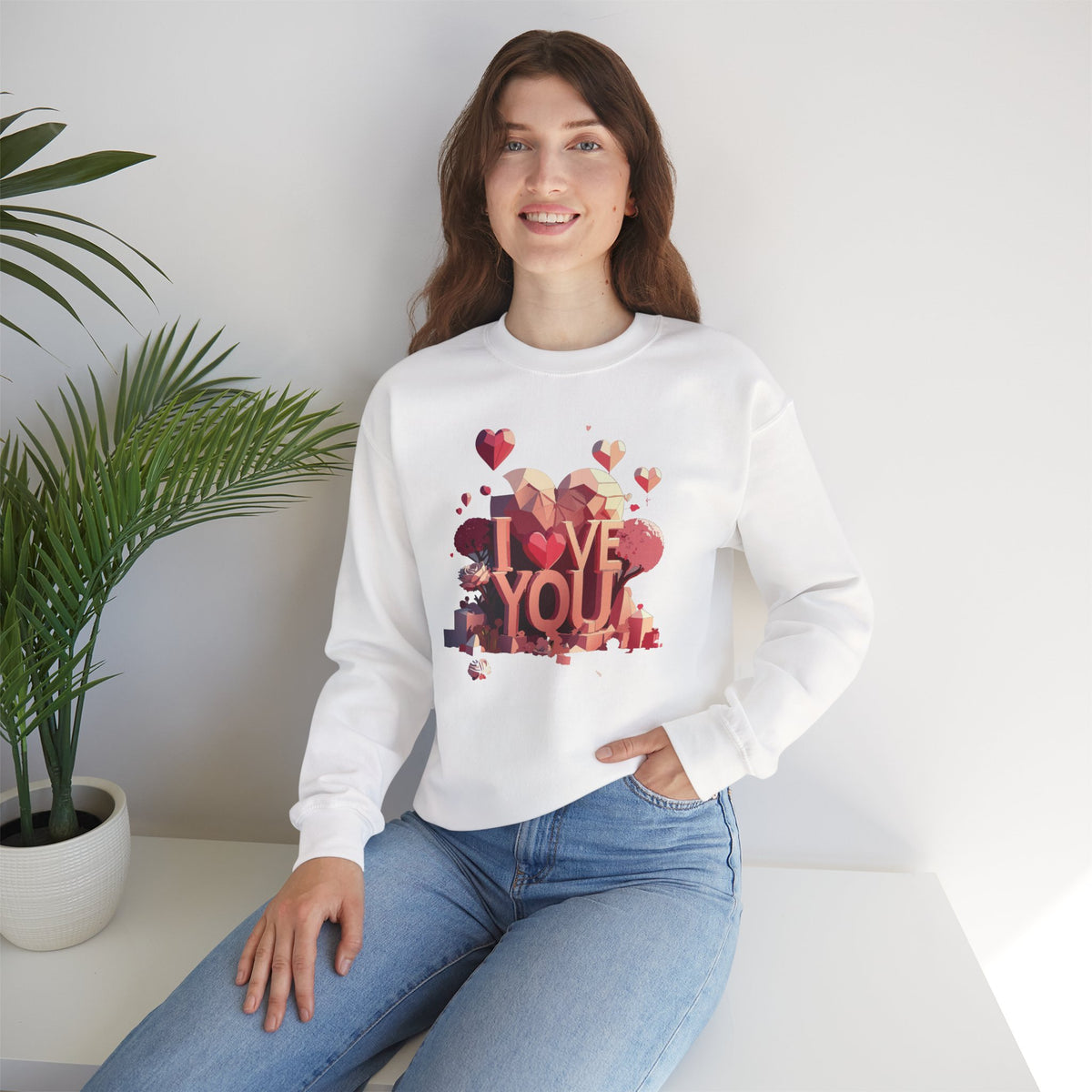 Unisex Big Heart Love Sweatshirt, Love Heart Sweatshirt, Floral Love Sweatshirt, 50/50 Cotton-Poly Valentine's Day Sweatshirt 10