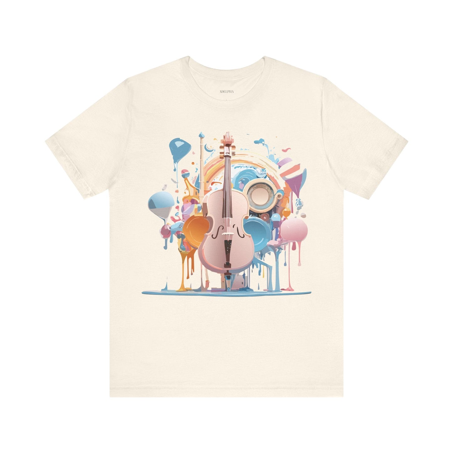 Music Graphic Unisex 100 Cotton Vintage Art with Musical Elements Tee 80