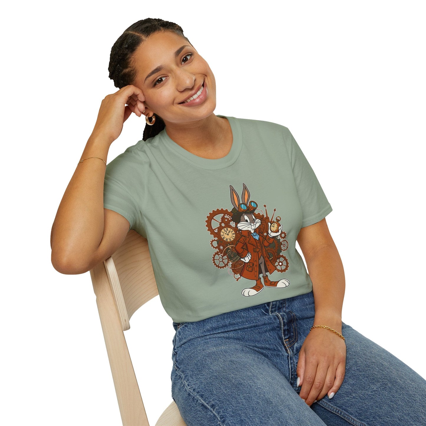 Cartoon Bunny Graphic Unisex Cotton Animal Animation Artwork Design Tee 21