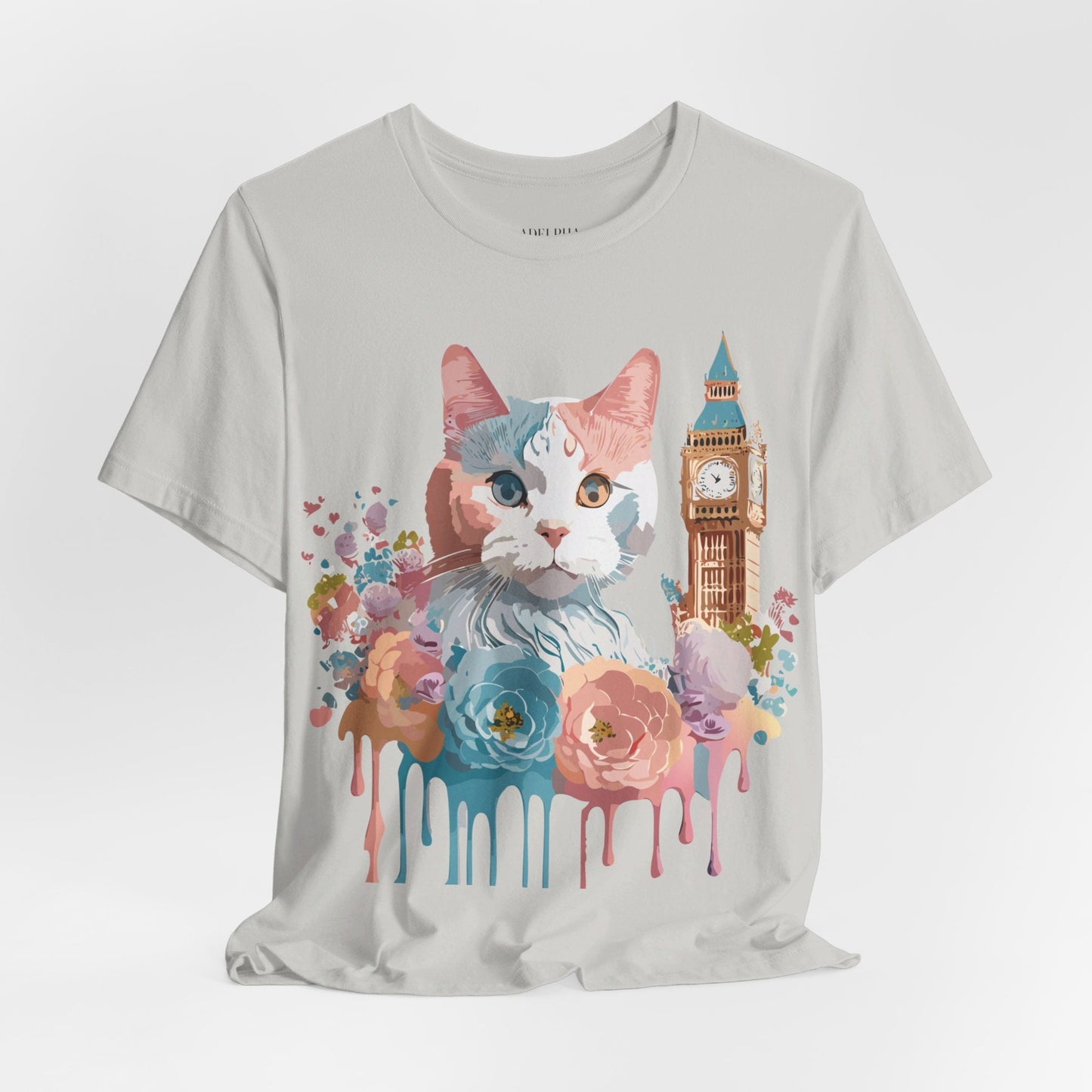 Unisex Cat Graphic Tee With Short Sleeve Vintage Inspired Art Adelpha