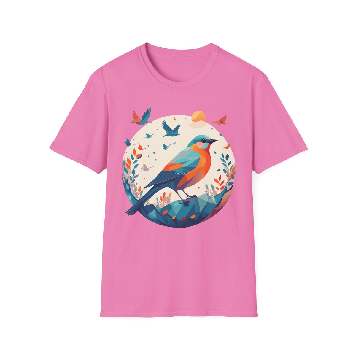 Colorful Geometric Bird T-Shirt | Vibrant Bird Illustration