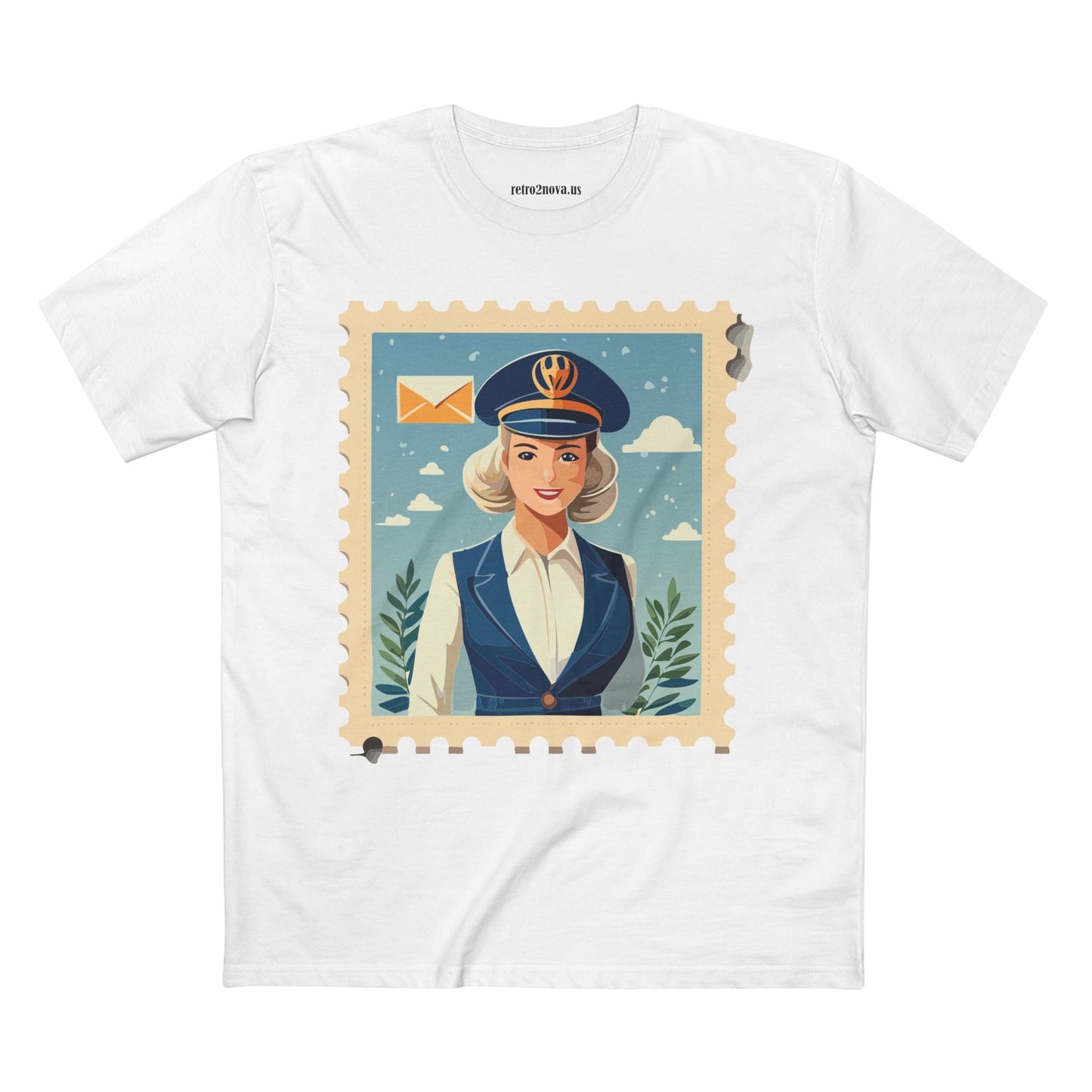 Stamp Shirt Postage Stamp Tee Unisex Premium Cotton Original Art Design Retro2Nova