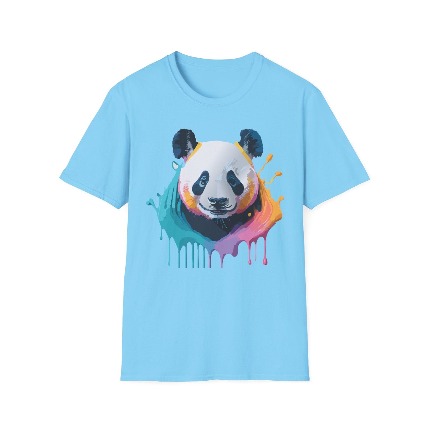 Unisex Panda Shirt T Shirt With Panda Animal Print Tee Softstyle Gildan 64000 100 Percent Ring Spun Cotton