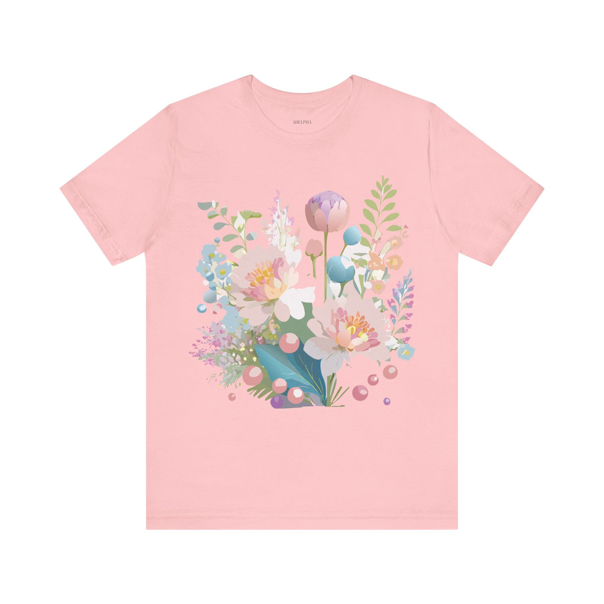 Floral Graphic Unisex Cotton Bella+Canvas Tee with Flowers Art Design n123