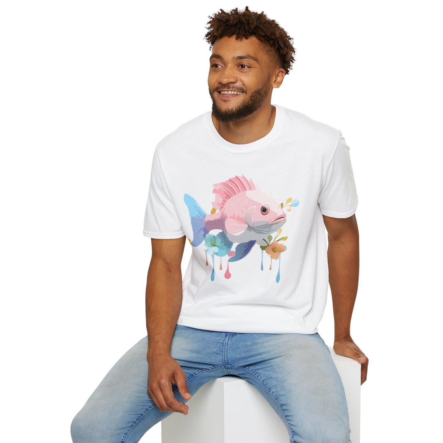 Fish Art Design Shirt Unisex Graphic Tee With Fish Illustration Gildan Softstyle 64000