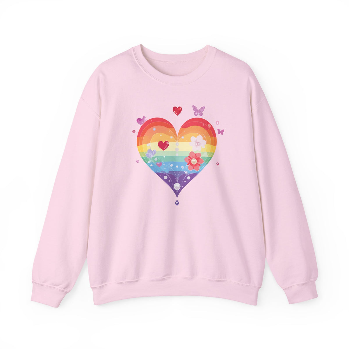 Rainbow Heart Sweatshirt, Floral Heart Sweatshirt, Floral Love Sweatshirt, Valentine's Day Sweatshirt, Rainbow Heart Floral Sweatshirt 115