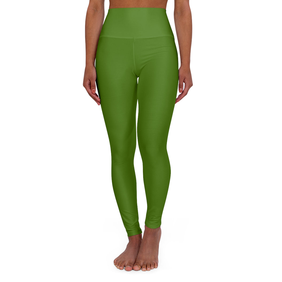 Moss Green Color High-Waist Yoga Leggings Women's Seamless Poly-Span Stretchy Pants XS-2XL