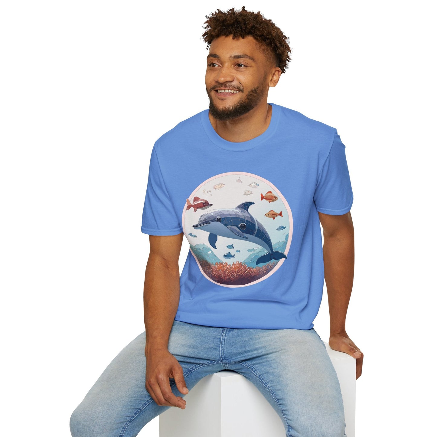 Dolphin Shirt Unisex Softstyle Tee One Hundred Percent Ring Spun Cotton Lightweight Comfort
