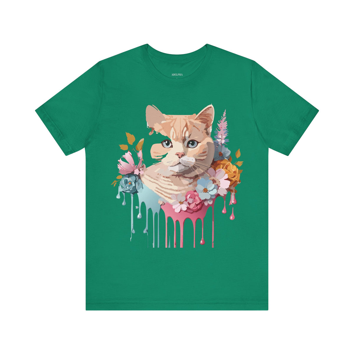 Cat Graphic Unisex Cotton Bella+Canvas Tee with Art Animal Design e101