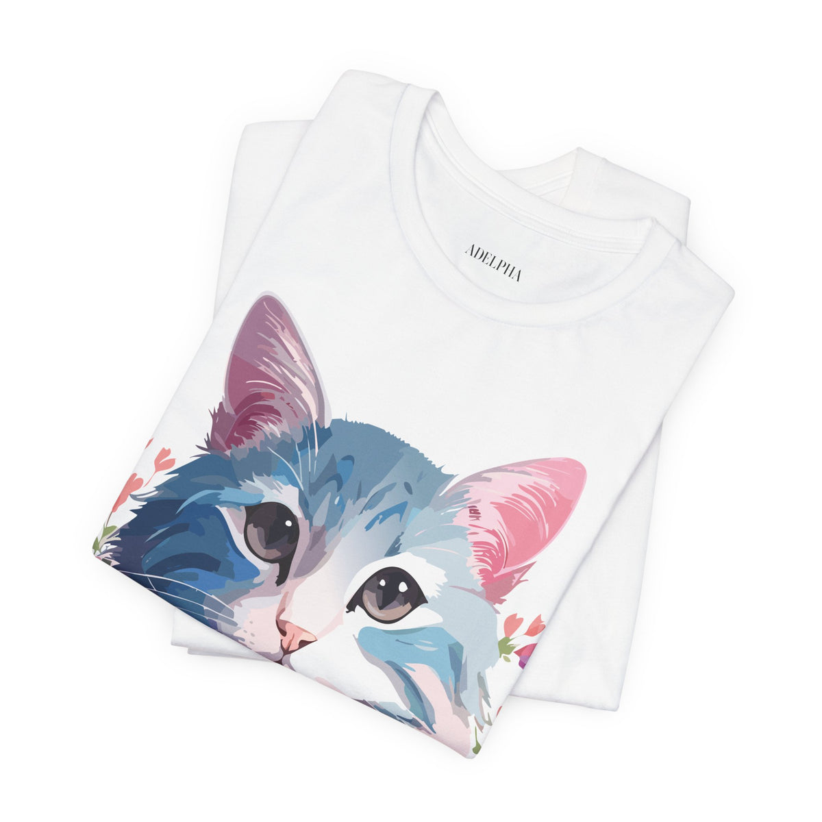 Cat Graphic Unisex Cotton Bella+Canvas Tee with Art Animal Design e105