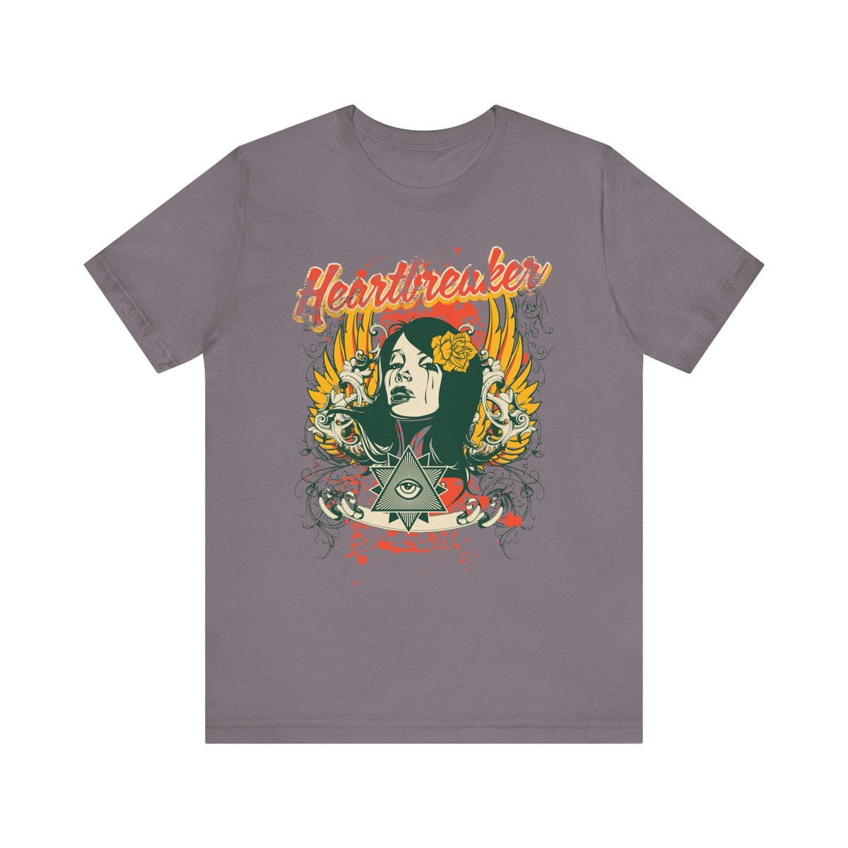 Heartbreaker Illustration Tee Retro Femme Portrait Floral Skull Graphic T-Shirt