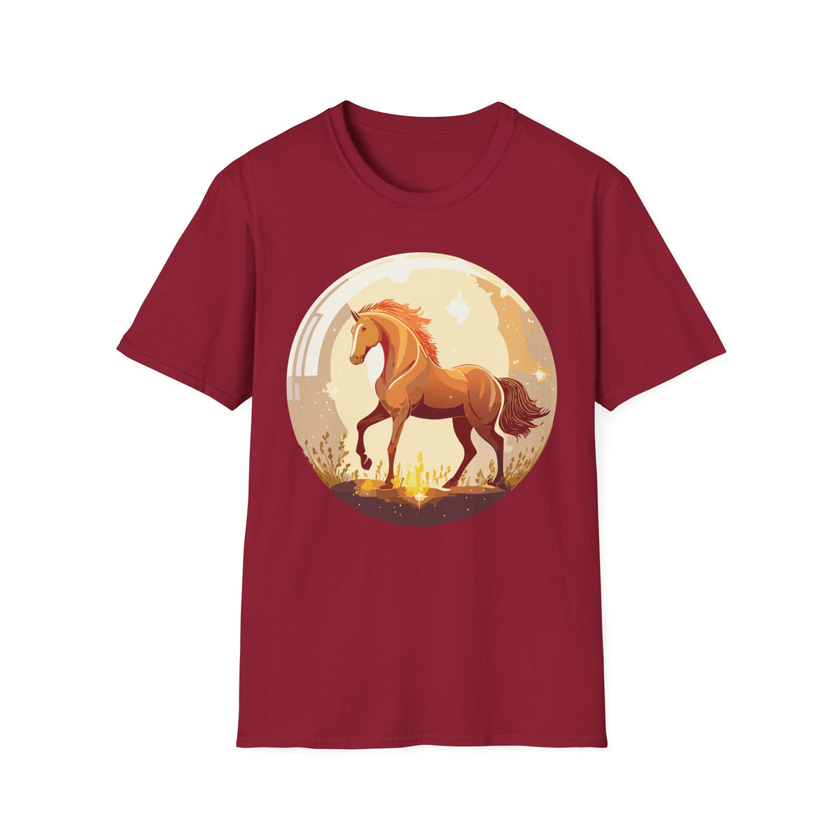 Sunset Chestnut Horse T-Shirt | Galloping Horse Graphic Tee