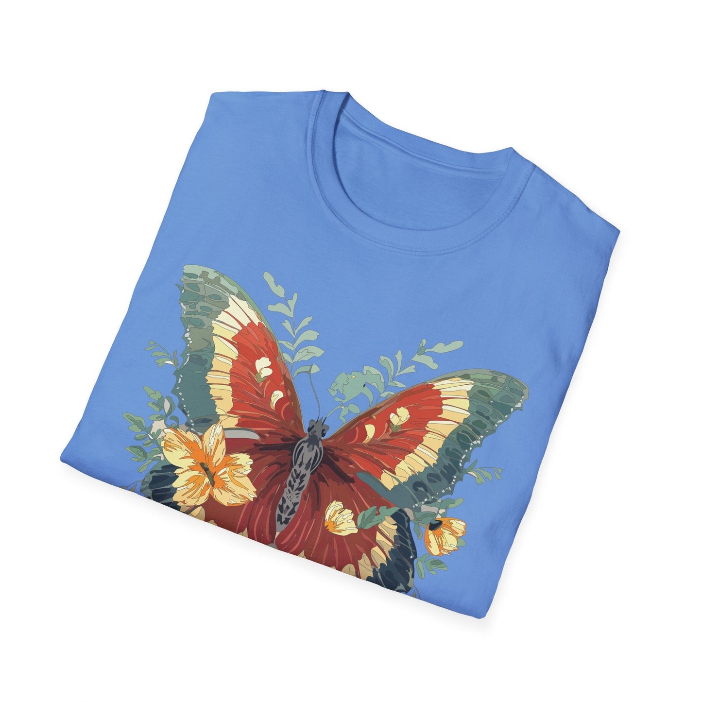 Butterfly T Shirt Unisex Gildan Softstyle 64000 Comfort Monarch Design 100 Percent Cotton