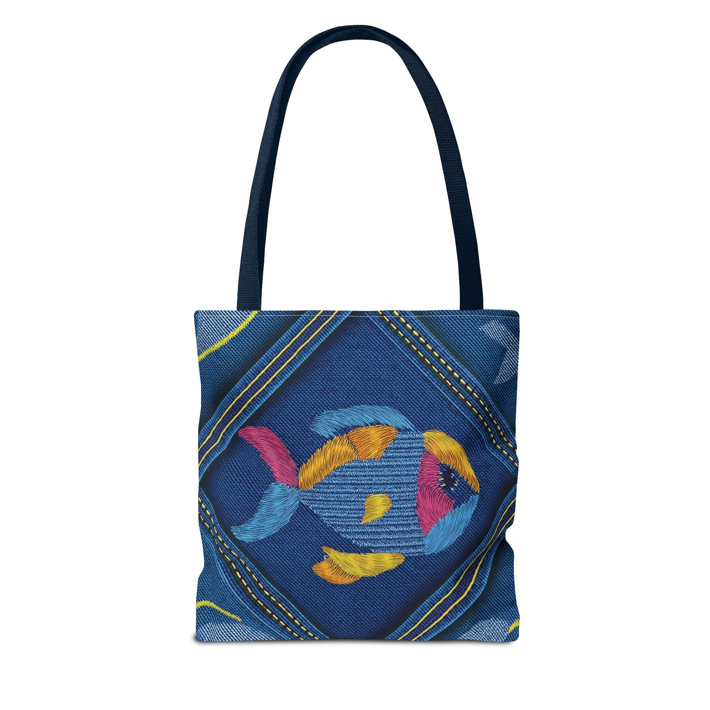 Denim Fabric Imitation Print Unisex Canvas Bag Poly Spun 3 Sizes Tote Bag 193-6