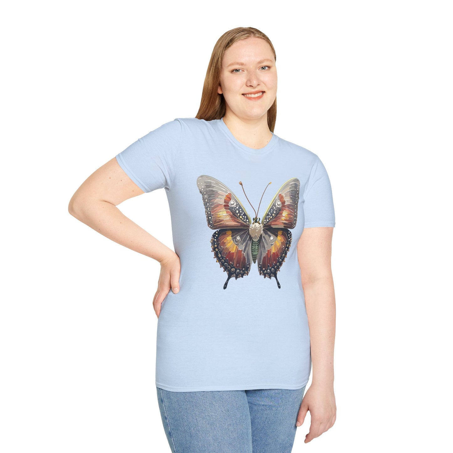 Butterfly Shirt Unisex Lightweight 100 Cotton Gildan Softstyle 64000 Tee Monarch Butterfly Design