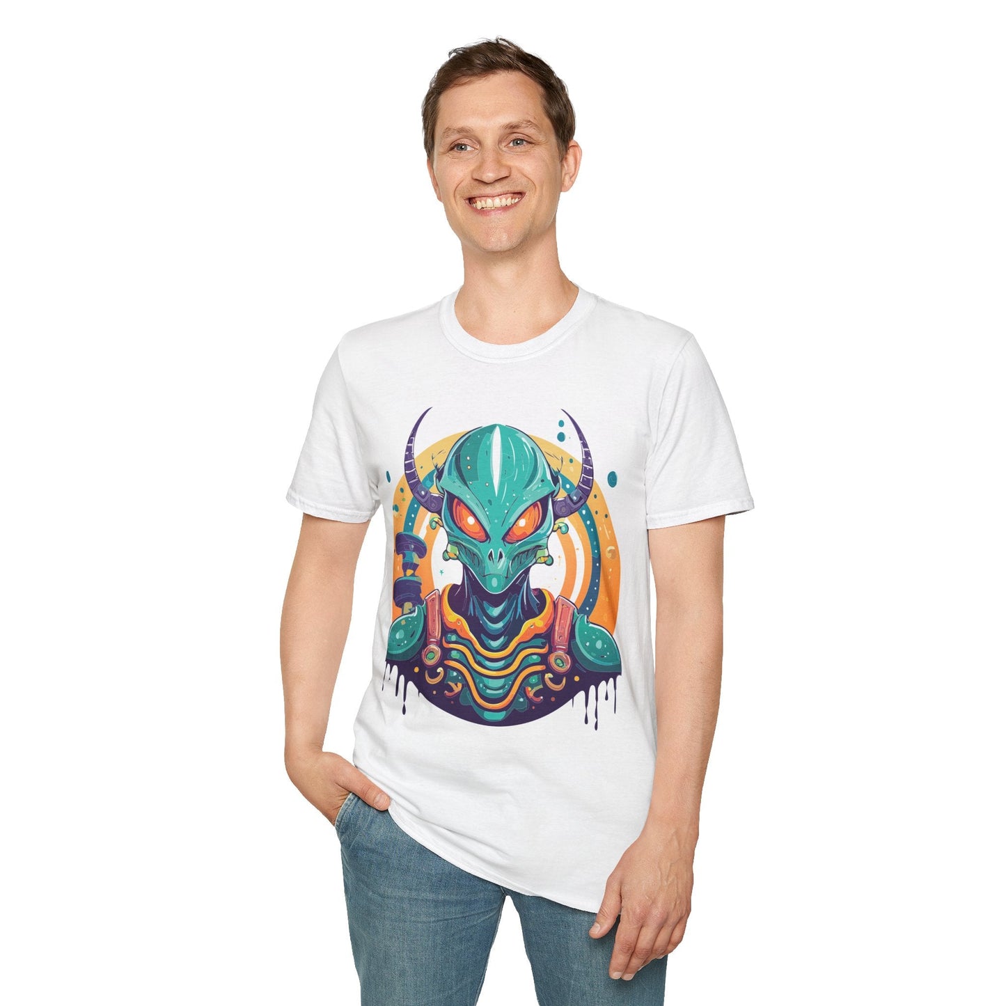 Alien Graphic Unisex Cotton Softstyle UFO Artwork Tee 14