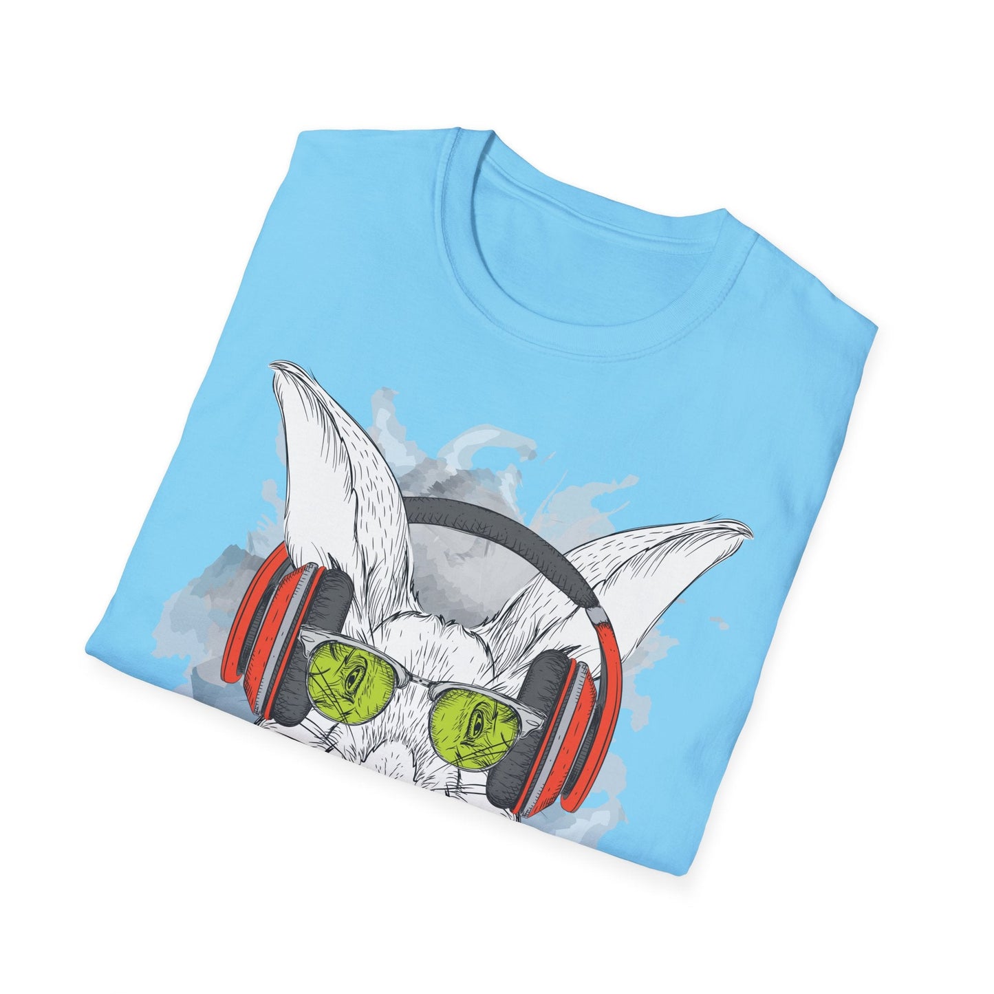 I Love Music Animals Shirt With Headphones Unisex Softstyle Tee 100 Percent Ring Spun Cotton