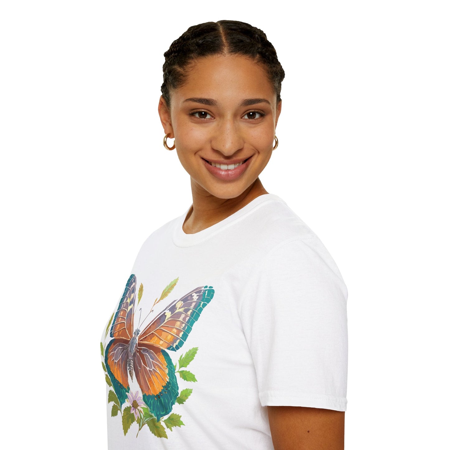 Unisex Butterfly Shirt With Monarch Design Cotton Tee Gildan 64000 Softstyle Comfort