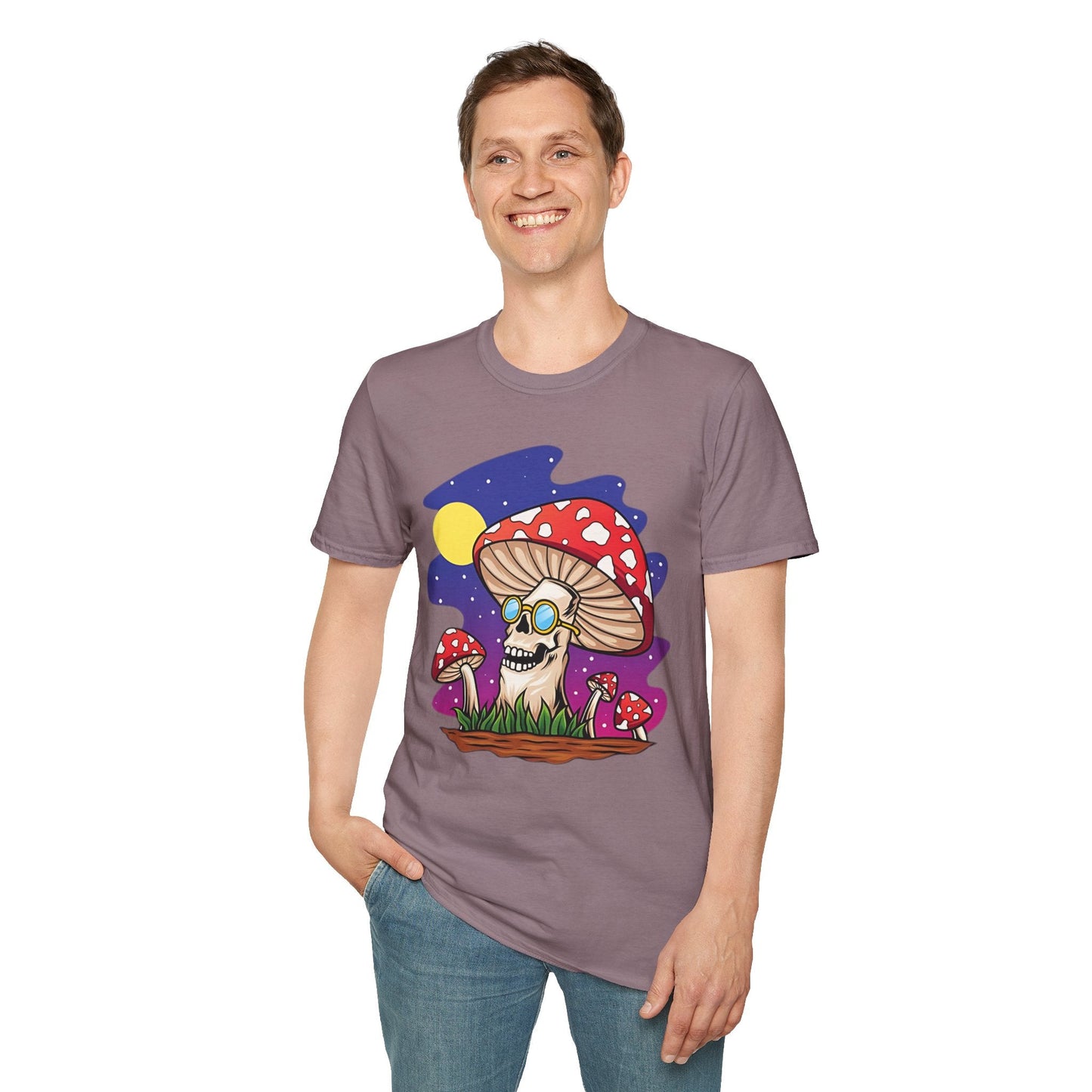 Funny Mashroom Graphic Unisex Softstyle Cotton With Cartoon Illustration Design 26