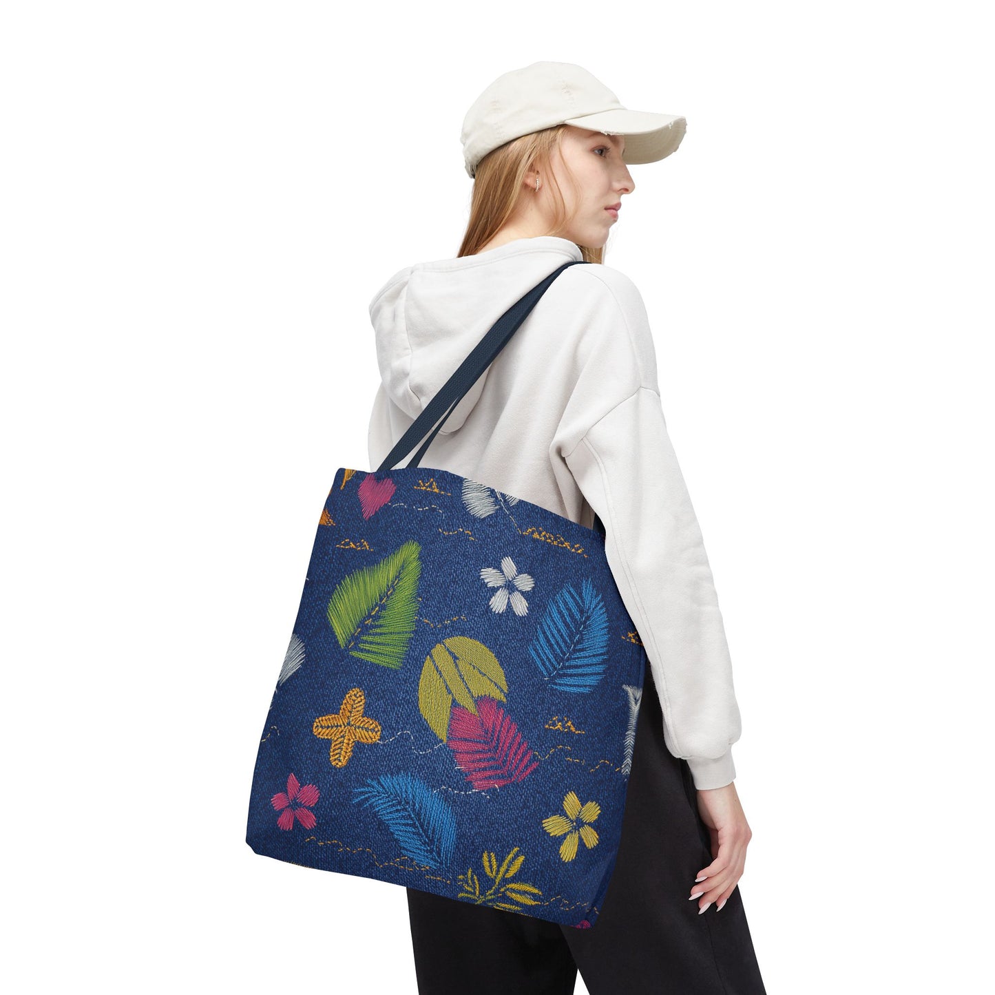 Denim Fabric Imitation Print Unisex Canvas Bag Poly Spun 3 Sizes Tote Bag 182-10