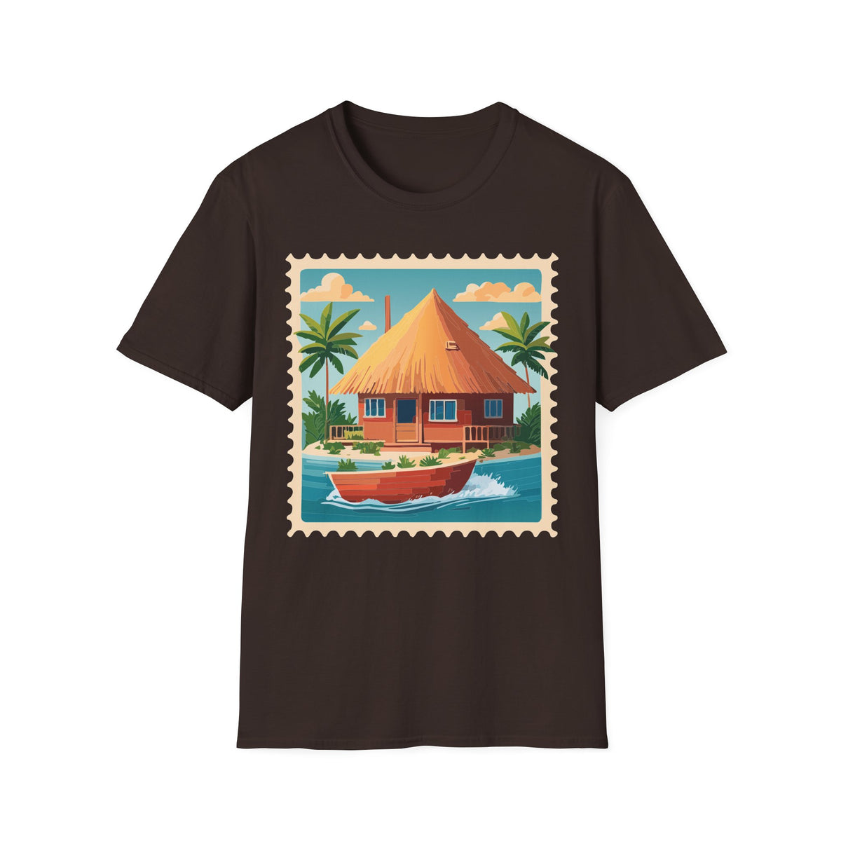 Tropical Tiki Hut T-Shirt | Beach House Palm Tree Illustration