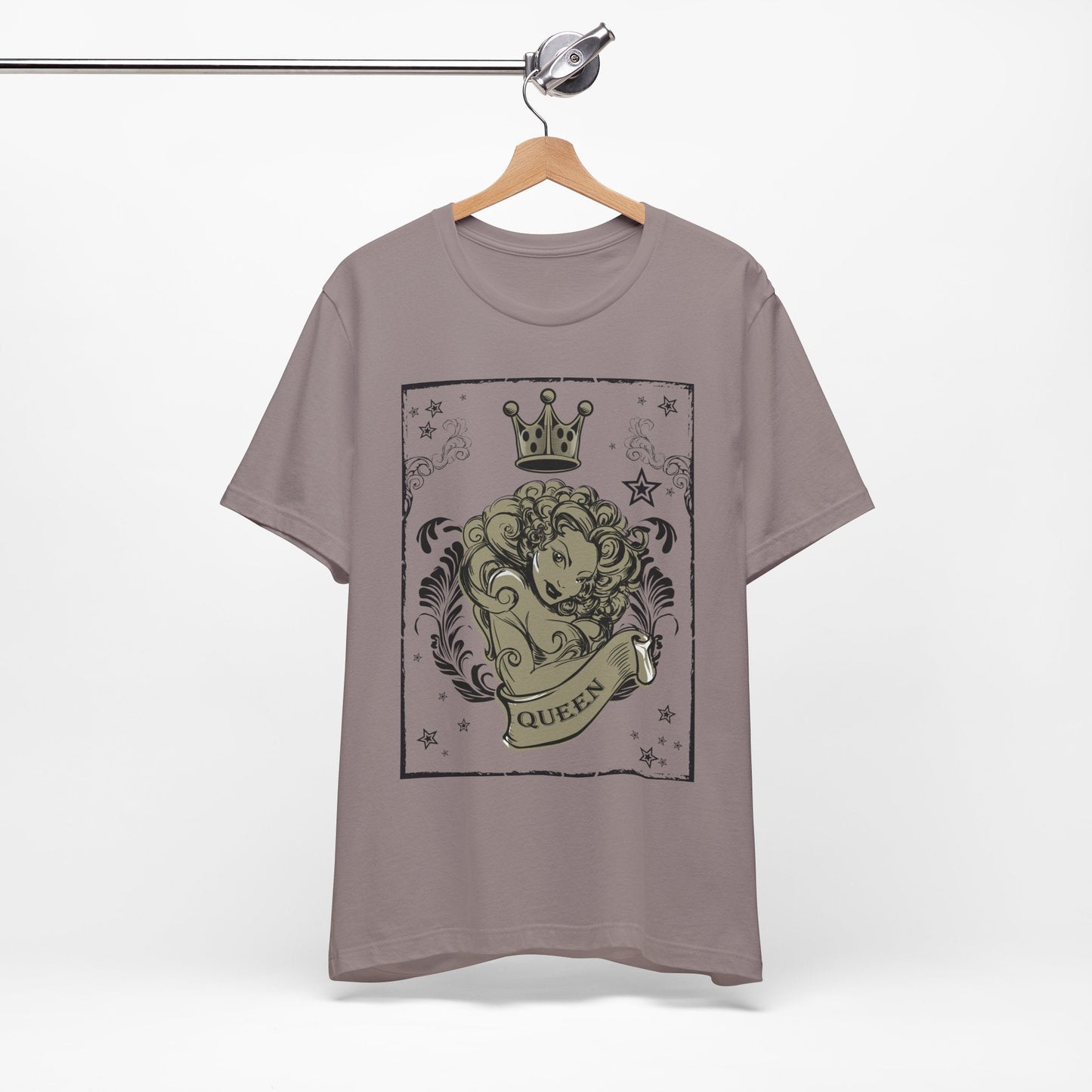 Crown Face Portrait Graphic Tee Vintage Floral Illustration Rock Band T-Shirt