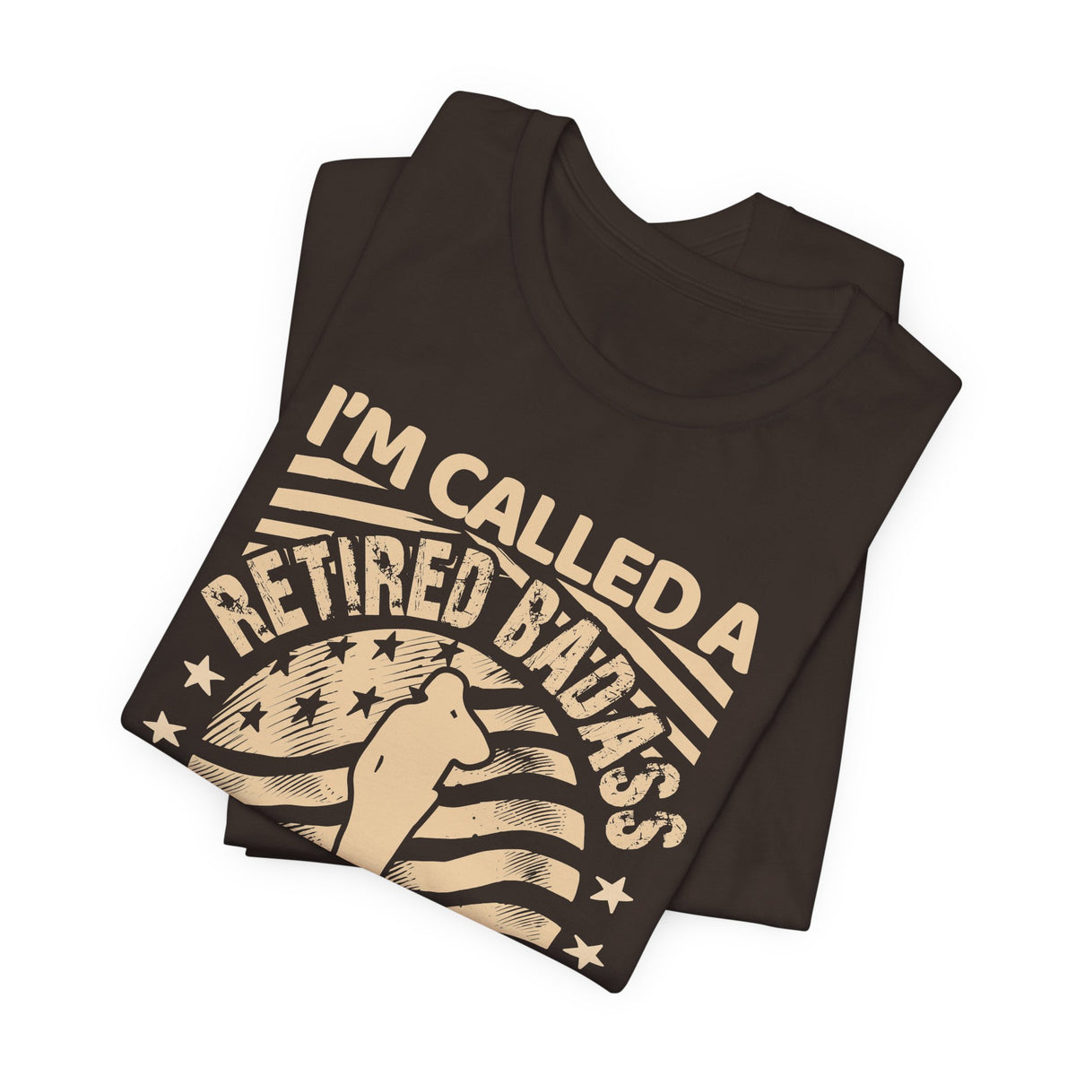 Retired Badass US Veteran T-Shirt Veteran Flag Silhouette Unisex Cotton Tee v12