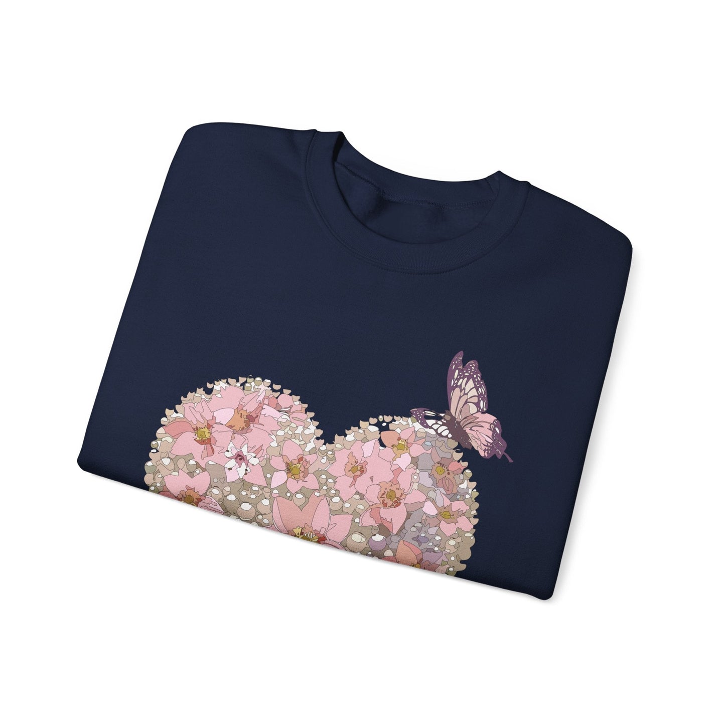 Unisex Floral Heart Sweatshirt Floral Love Valentines Day Gildan 18000 Heavy Blend Crewneck