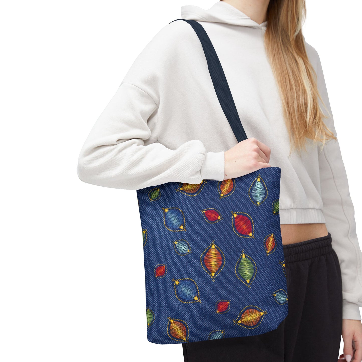 Diwali Graphic Denim Fabric Imitation Print Unisex Canvas Bag Poly Spun 3 Sizes Tote Bag 205-9