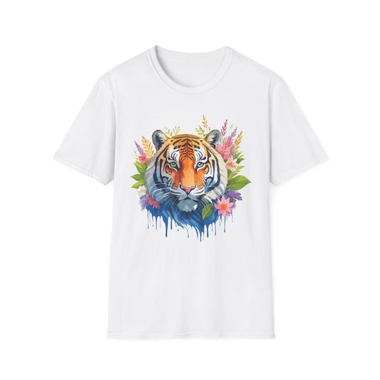 Tiger Print Unisex Gildan Softstyle Tee 64000 100 Percent Ring Spun Cotton