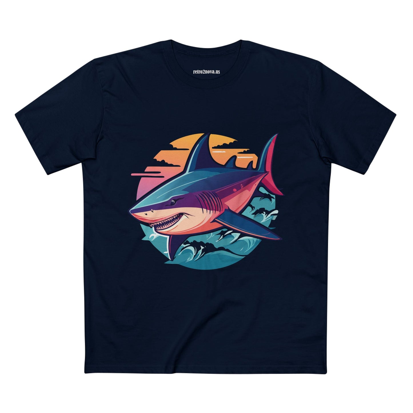 Shark Animal Shirt Unisex Premium Cotton Tee With Original Art Design From Retro2Nova Art Collection Breathable Everyday