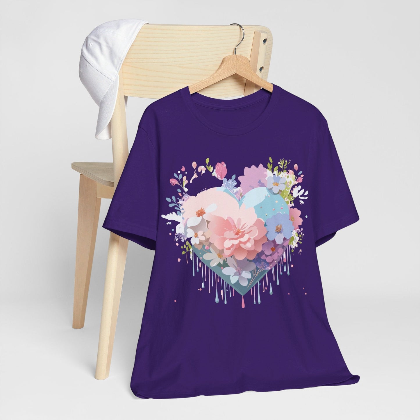 Valentine Day Graphic Unisex 100 Cotton Vintage Artwork with Love and Flower Design Tee 32