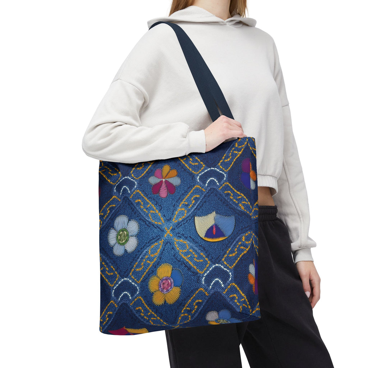 Denim Fabric Imitation Print Unisex Canvas Bag Poly Spun 3 Sizes Tote Bag 171