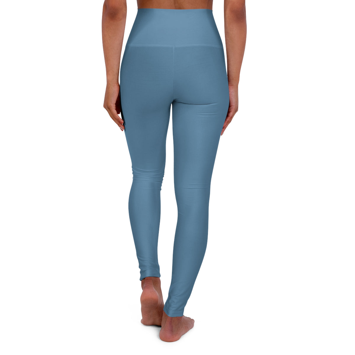 High-Waist Air Force Blue Yoga Leggings Women's Seamless Poly-Span Stretchy Blue Activewear Pants