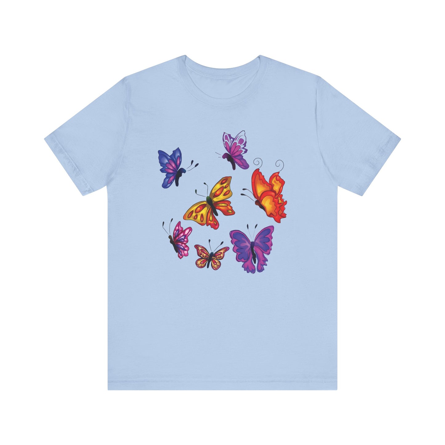 Cotton Tee Shirt with Butterfly Prints