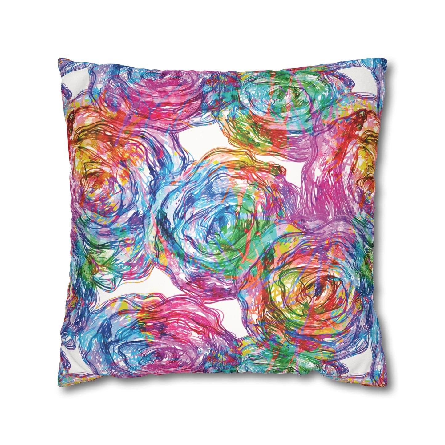 Faux Suede Pillowcase with Abstract print