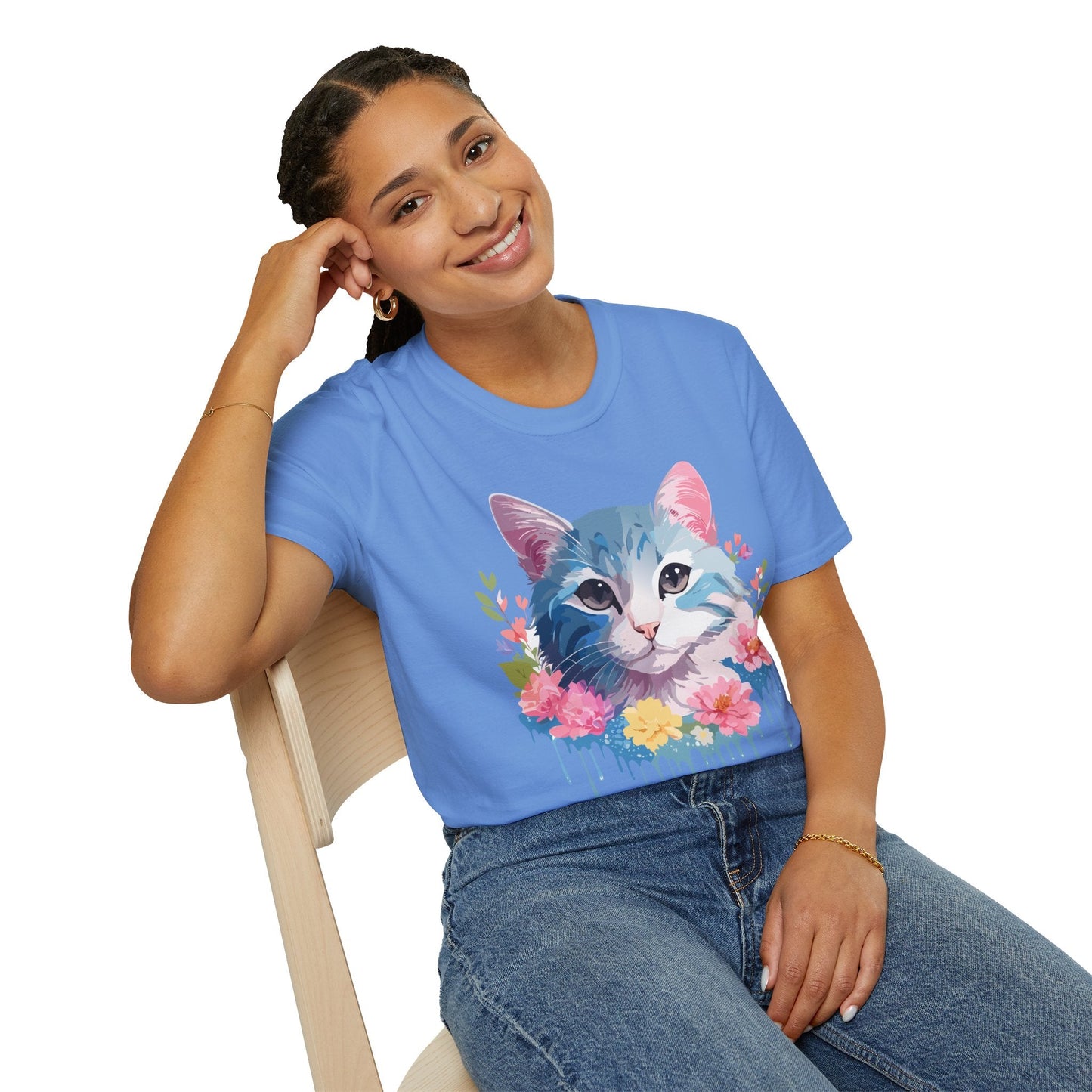 Cat Shirt Unisex Cat Tee Kitten Print Gildan Softstyle 64000