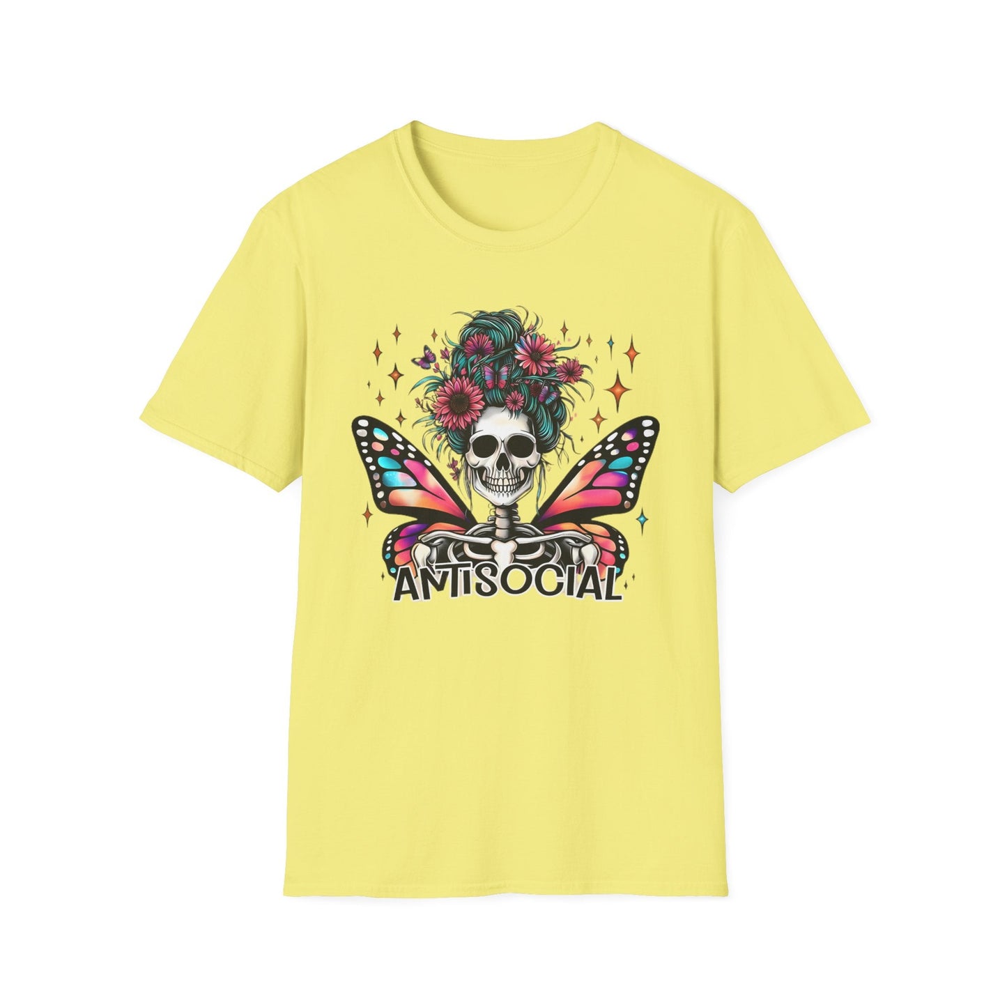 Unisex Skull Graphic Tee Shirt Short Sleeve Skeleton Gildan Softstyle 64000 100 Ring Spun Cotton