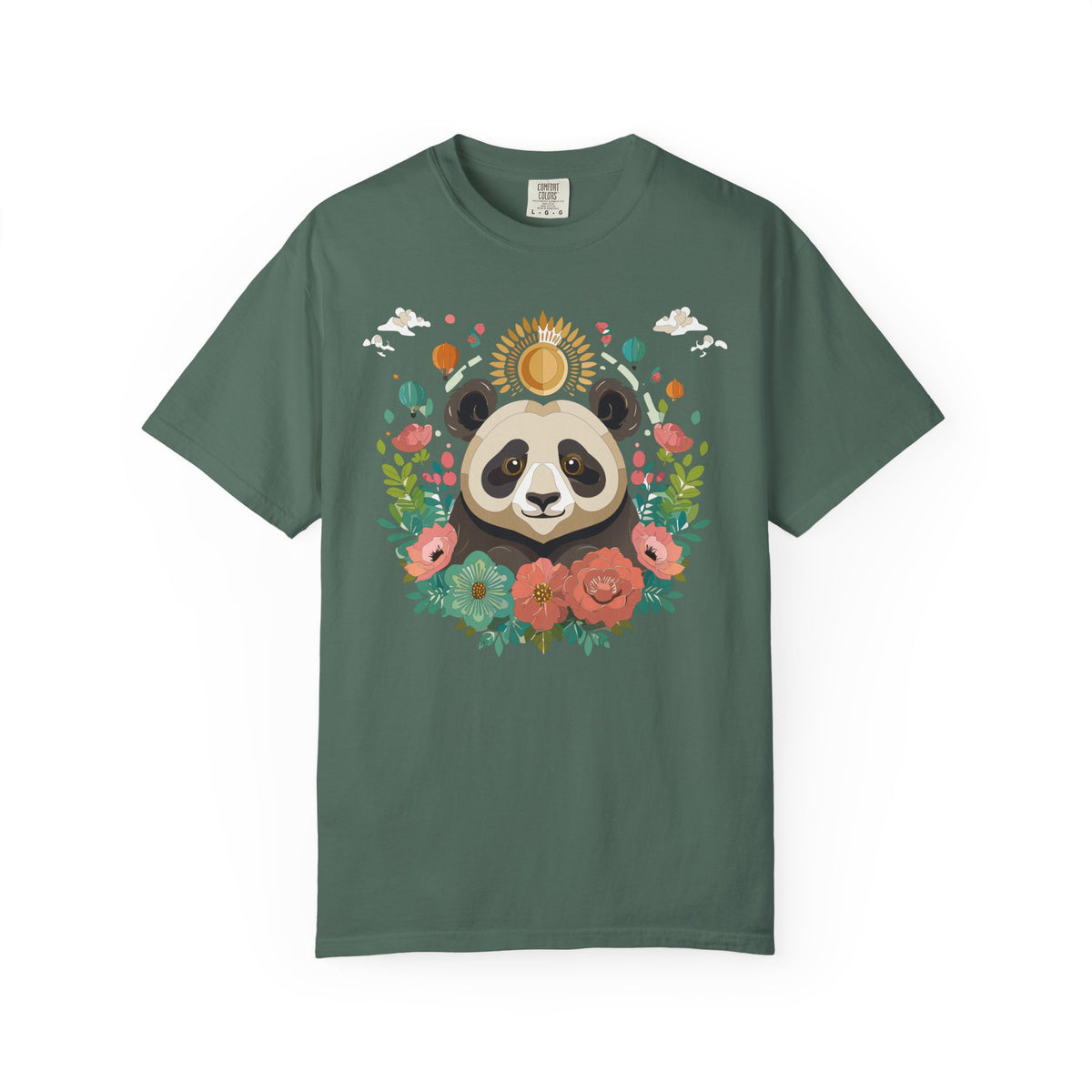 Panda Portrait T-Shirt Unisex Cotton Floral Chinese Graphic Circle Animal Art Tee p4