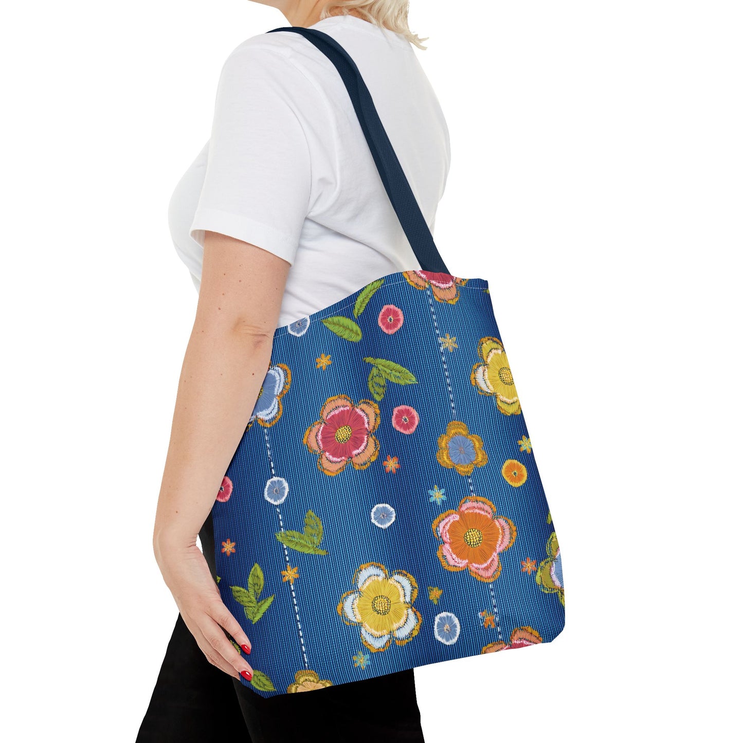 Denim Fabric Imitation Print Unisex Canvas Bag Poly Spun 3 Sizes Tote Bag 133