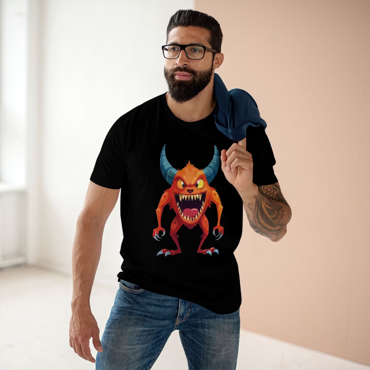 Cartoon Monsters Graphic Unisex 100 Cotton Staple Tee 12