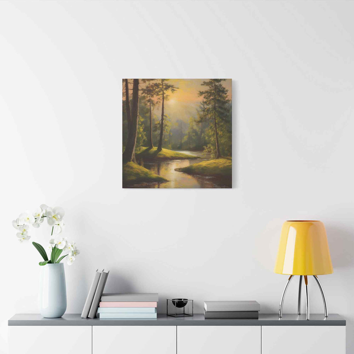 Forest Print Canvas, Trees Oil Paint Print 20x20, 24x24, 30x30, 32x32, 36x36 Art Design Print Pine-Wood Inner Frame MC-68