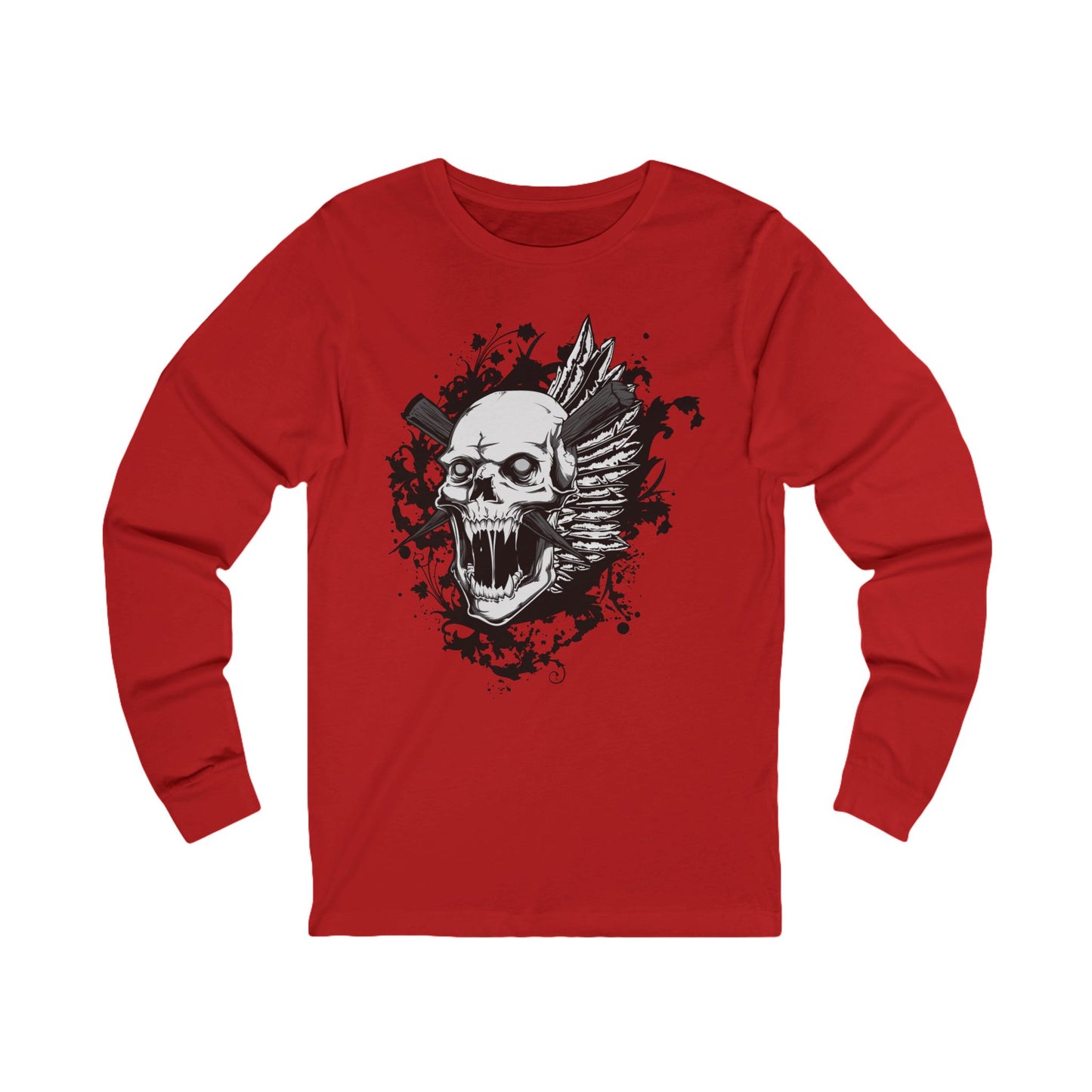 Creepy7 Unisex Skull Long Sleeve Tee, Skull Jersey Shirt, Skeleton T-Shirts with Long Sleeves, Skeleton Art Design Tees