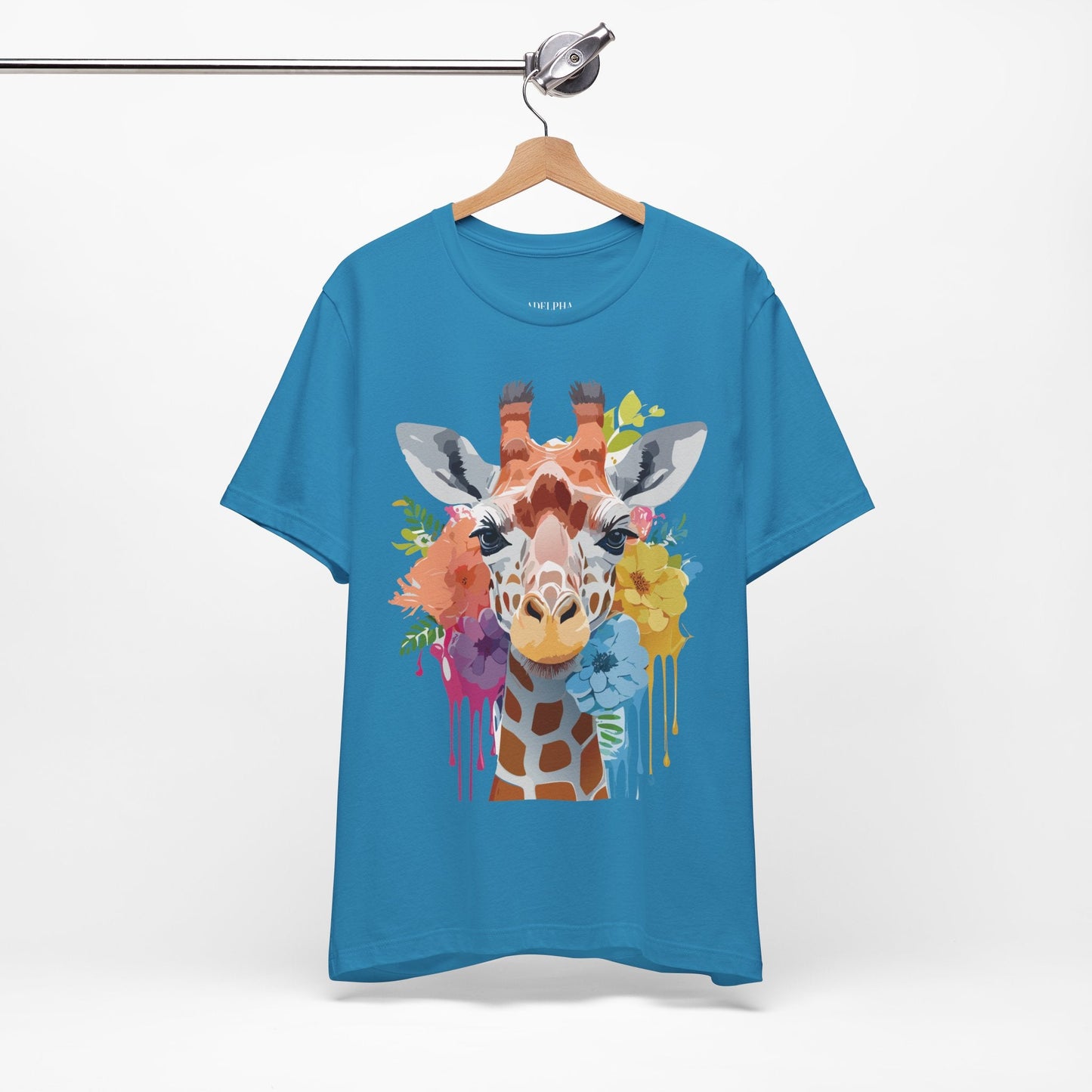 Giraffe Graphic Tee By Adelpha Unisex Vintage Inspired Art Design Short Sleeve Jersey Shirt