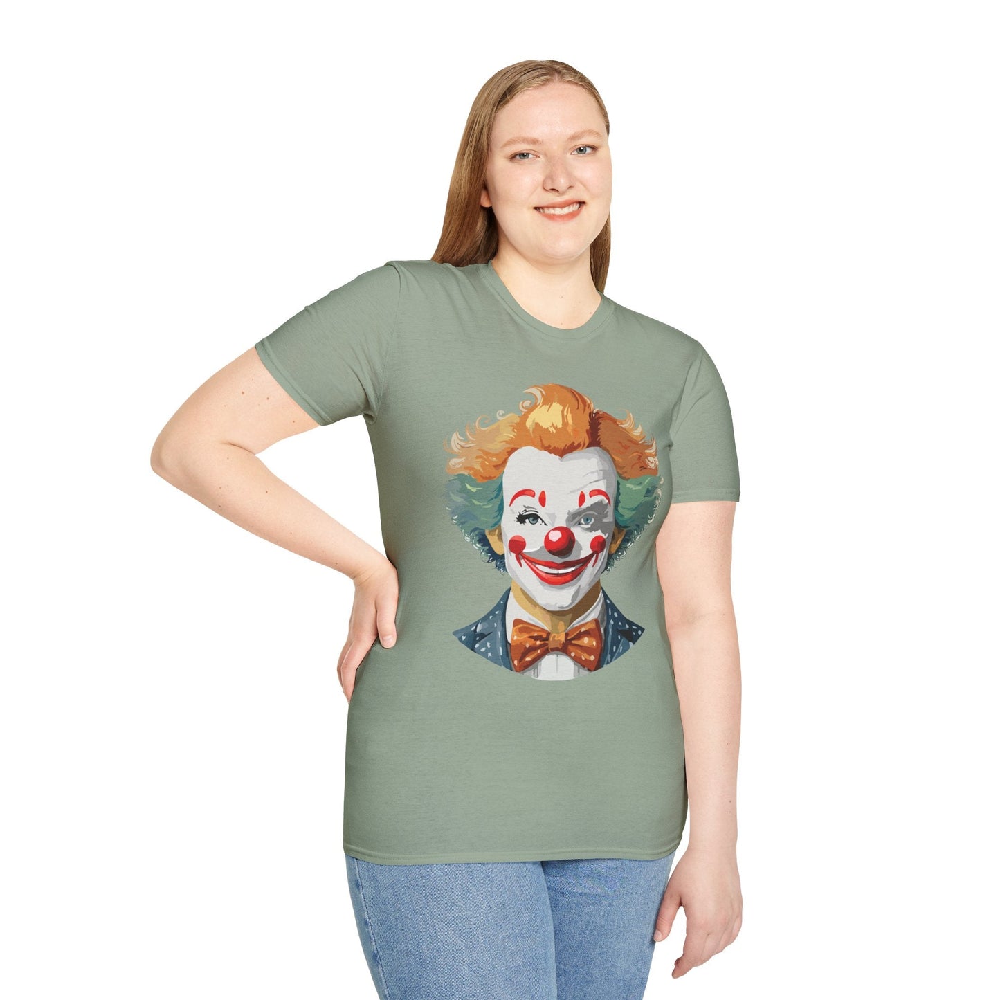 Unisex Short Sleeve Softstyle Clown T Shirt With Funny Man Circus Theme Tee Gildan 64000