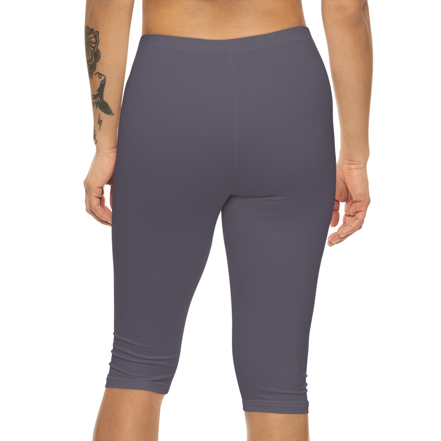 Foggy Purple Color Women's Brushed Suede Poly Span Casual Capri Leggings XS-2XL